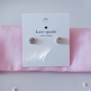kate spade New York "You're A Gem" Clear / Rose Gold Stud Earrings with Bag